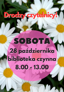 Biblioteka otwarta w sobotę 28 października 2023r.